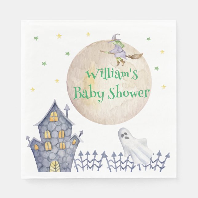 Serviette En Papier Pleine lune Sorcière Éffrayant Baby shower (Devant)