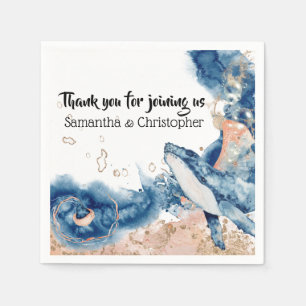 Serviette En Papier Plongée de baleine poissons créatures marines bleu