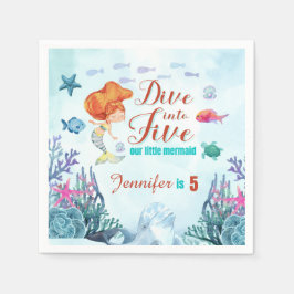 Serviette En Papier Plongez dans cinq filles de sirènes orange 5e anni