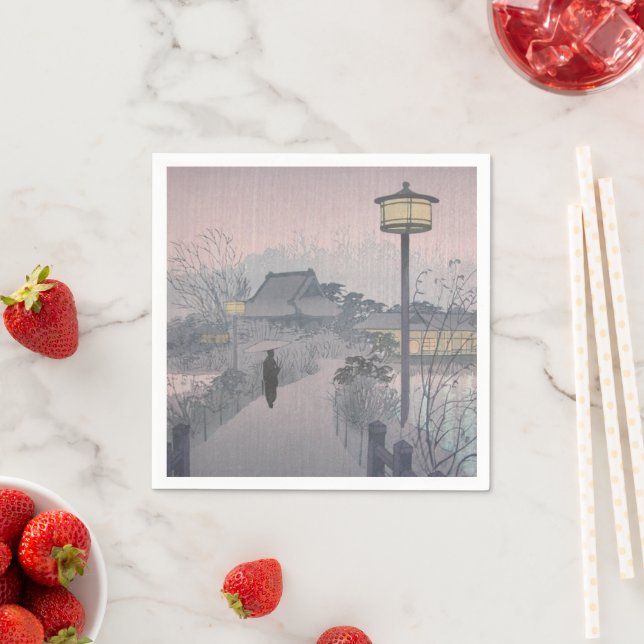 Serviette En Papier Pluie au crépuscule sur le chemin de Shinobazu au  (En situation)