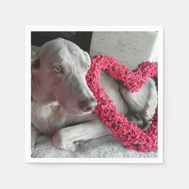 Serviette En Papier Pluie's Love - Weimaraner Chien serviettes (Devant)