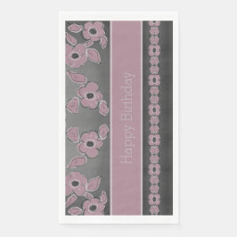 Serviette En Papier Plum Floral Et Gris