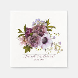 Serviette En Papier Plum pourpre de l'aubergine Floral