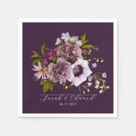 Serviette En Papier Plum pourpre de l'aubergine Floral