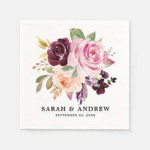 Serviette En Papier Plum violet rose pâle Mariage végétal