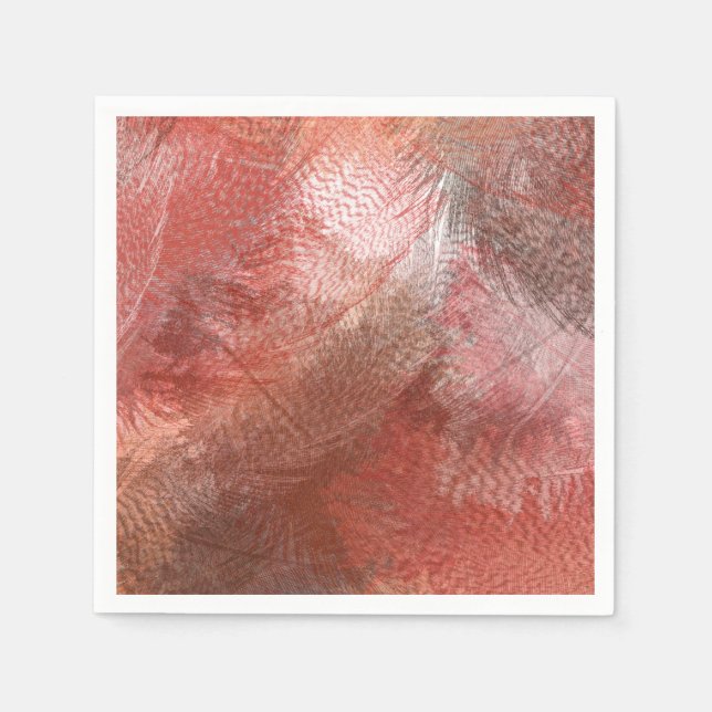 Serviette En Papier Plume rouge (Devant)