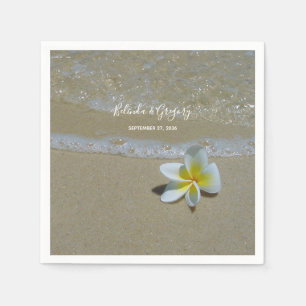Serviette En Papier Plumeria Frangipani sur le Mariage de sable