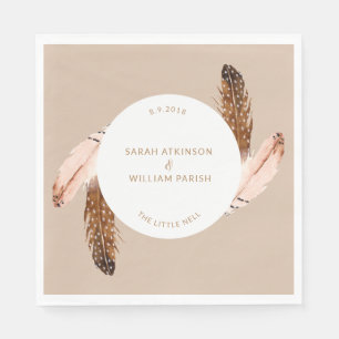 Serviette En Papier Plumes Aquarelle Luncheon Napkin