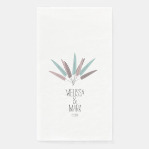Serviette En Papier Plumes de Bohême Pastel Couples Nom Mariage