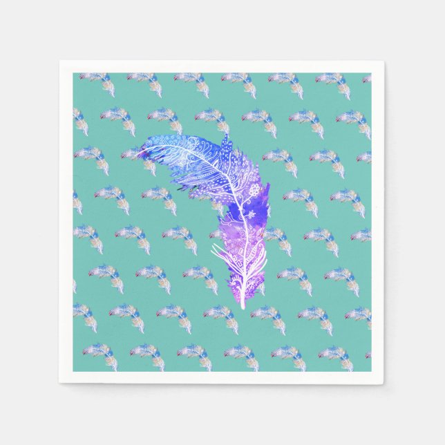 Serviette En Papier Plumes d'oiseaux (Devant)