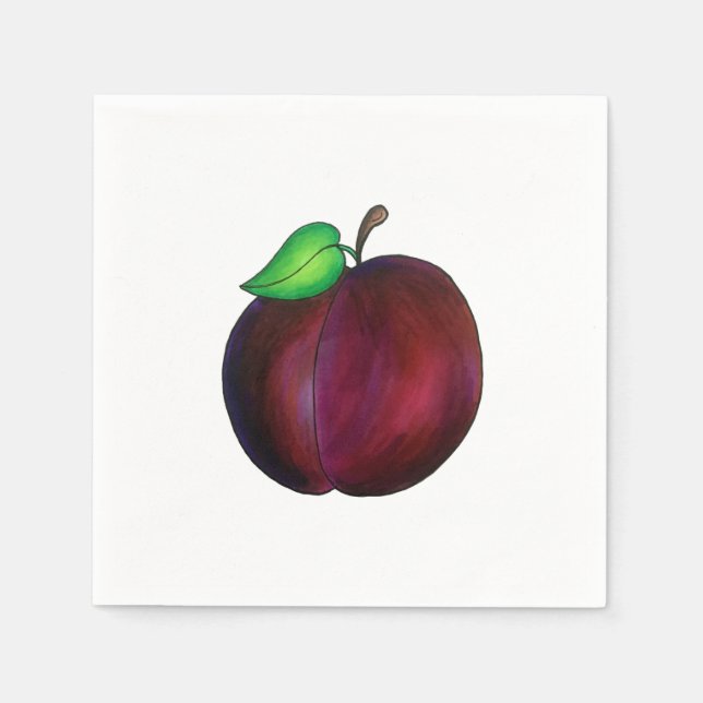 Serviette En Papier Plums mûrs Été Purple Plum Illustration (Devant)