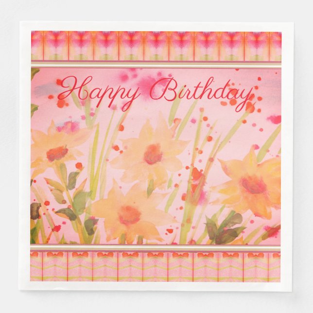 Serviette En Papier Plutôt Bon Anniversaire Dîner Fleur Napkins (Devant)