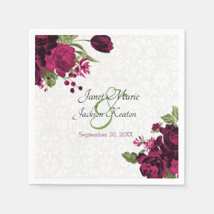 Serviette En Papier Plutôt Vin Profond Mariage Floral serviettes