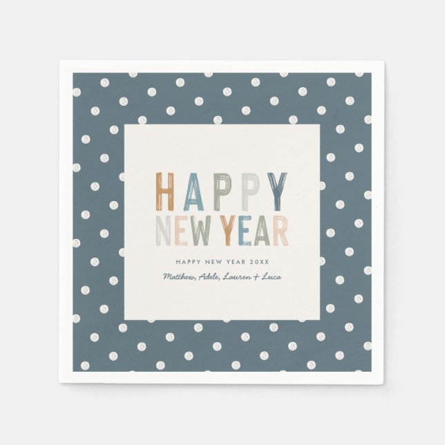 Serviette En Papier Poche de la nouvelle année graphique moderne (Devant)
