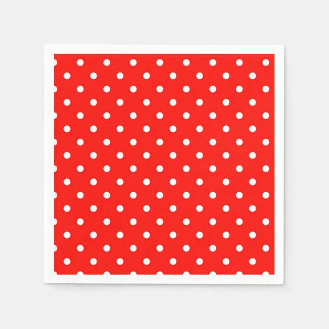Serviette En Papier Poche rouge et blanc point glamour moderne (Devant)