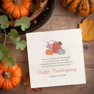 Serviette En Papier Poème de Thanksgiving Campagne Rustique Automne Ci