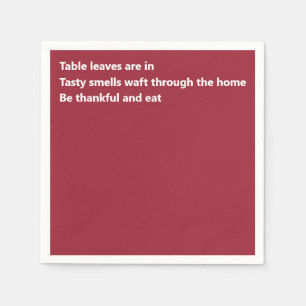 Serviette En Papier Poème de Thanksgiving moderne minimaliste Bourgog