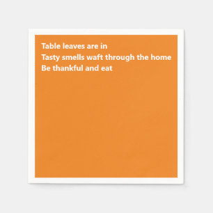 Serviette En Papier Poème moderne de Thanksgiving Orange Minimal