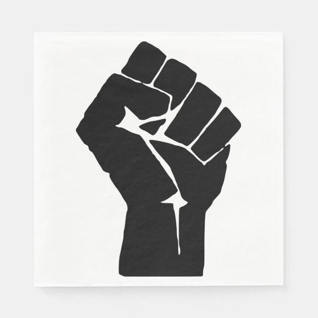Serviette En Papier Poing noir levé - Manifestation de résistance (Devant)