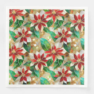 Serviette En Papier Poinsétée rouge or