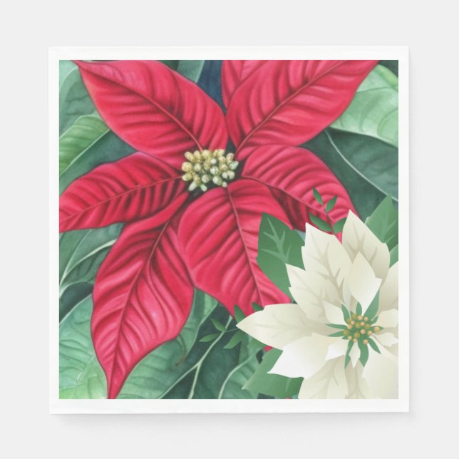 Serviette En Papier Poinsettia (Devant)