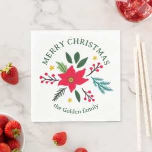 Serviette En Papier Poinsettia Botanics Foliage Holiday CUSTOM
