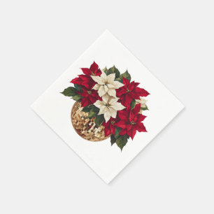 Serviette En Papier Poinsettia et Disco Ball Plaque en papier