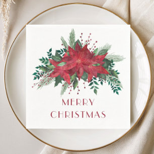 Serviette En Papier Poinsettia Rouge Festif Joyeux Noël