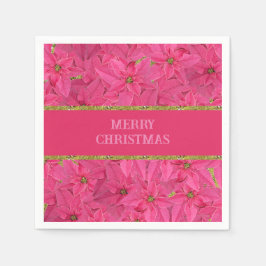 Serviette En Papier poinsettias de couleur Fuchsia, motif floral perso