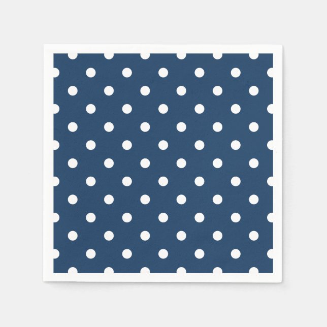 Serviette En Papier Point Polka bleu marine (Devant)