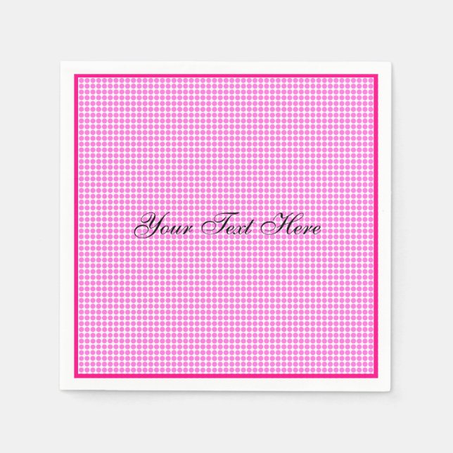 Serviette En Papier Point Polka rose et blanc moderne Customisé (Devant)