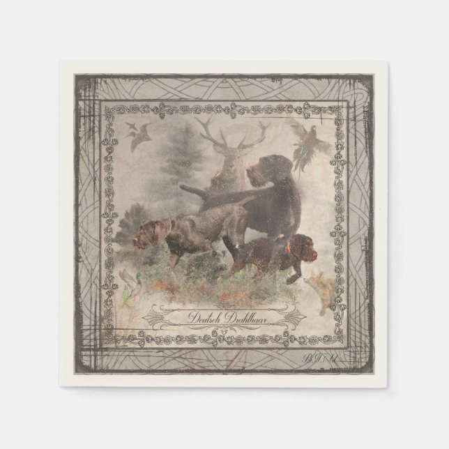 Serviette En Papier Pointeur À poils durs allemand (Devant)