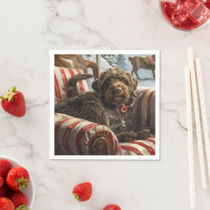 Serviette En Papier Pointeur à poils durs Griffon Chien Festif de Noël