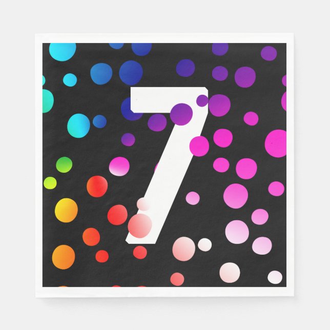 Serviette En Papier Points arc-en-ciel du 7e anniversaire (Devant)