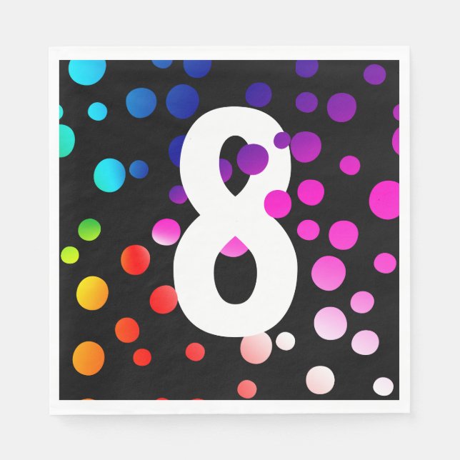 Serviette En Papier Points arc-en-ciel du 8e anniversaire (Devant)