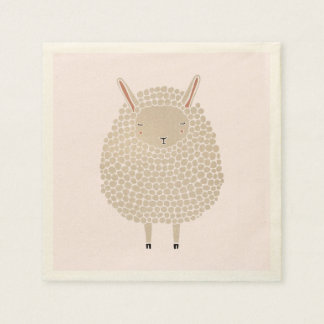 Serviette En Papier Points blancs Rond Dormir Mouton