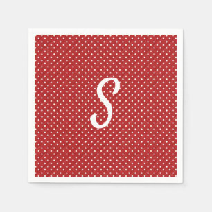 Serviette En Papier points blancs sur monogramme rouge