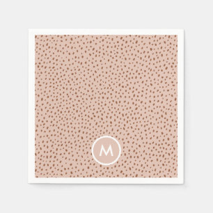 Serviette En Papier Points Brown Beige & Boho Terracotta Monogramme