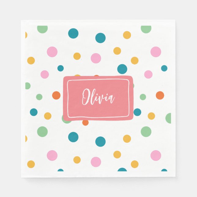 Serviette En Papier Points colorés joyeux Personnalisés (Devant)