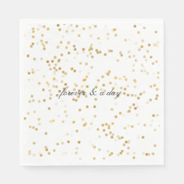 Serviette En Papier Points Confetti Blanc Or
