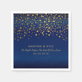 Serviette En Papier Points Confetti d'or sur la conception en satin bl