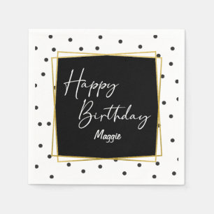 Serviette En Papier Points Confetti noirs et blancs pour elle