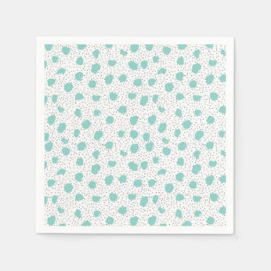 Serviette En Papier Points de pinceau noir et turquoise Motif Abstrait
