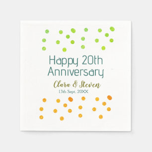 Serviette En Papier Points dorés scintillent joyeux 20e anniversaire d