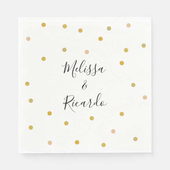 Serviette En Papier Points Gold Élégants (Devant)