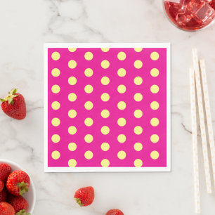 Serviette En Papier Points jaunes sur fond rose