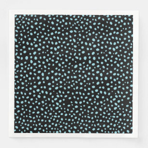 Serviette En Papier Points Noir Et Bleu Inégal Design Graphique