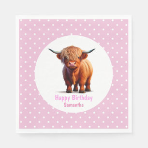 Serviette En Papier Points Poke Des Ballons Roses De Vache Highland
