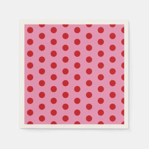 Serviette En Papier Points rouges sur rose