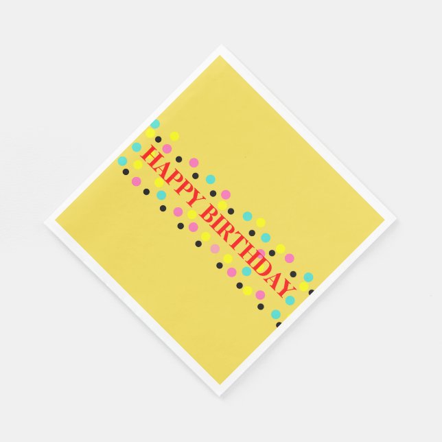 Serviette En Papier Pois d'anniversaire Jaune ensoleillé (Coin)
